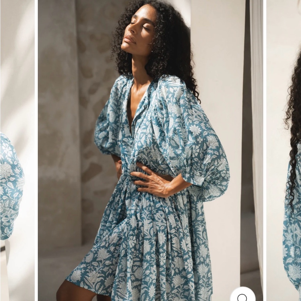 Daughters of India Kyra Mini Dress Ocean Blue